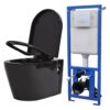 Wall Hung Toilet with Concealed Cistern Ceramic Black