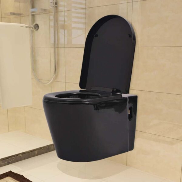 Wall Hung Toilet with Concealed Cistern Ceramic Black