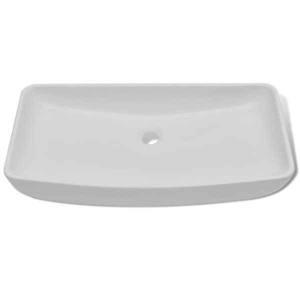 Bathroom Basin with Mixer Tap Ceramic Rectangular White