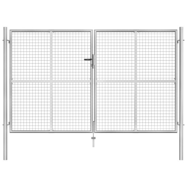 Garden Gate Galvanised Steel 306x200 cm Silver