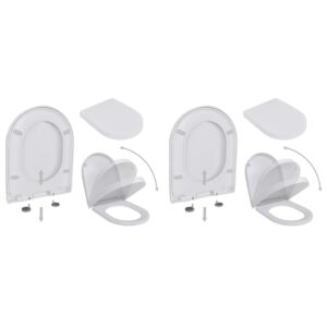 Toilet Seats with Soft Close Lids 2 pcs Plastic White