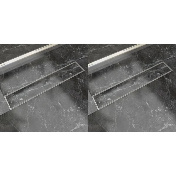 Linear Shower Drain 2 pcs 630x140 mm Stainless Steel