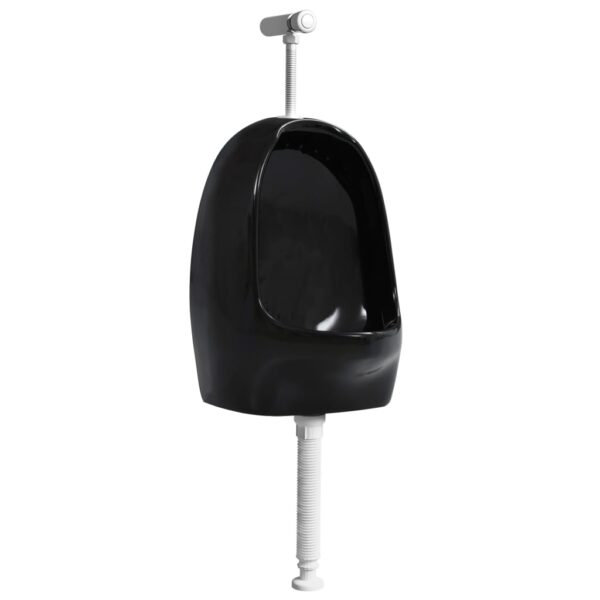 Wall-Mounted Black Ceramic Urinal: Sleek, Sophisticated, and Flush-Valve Equipped