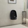 Wall-Mounted Black Ceramic Urinal: Sleek, Sophisticated, and Flush-Valve Equipped