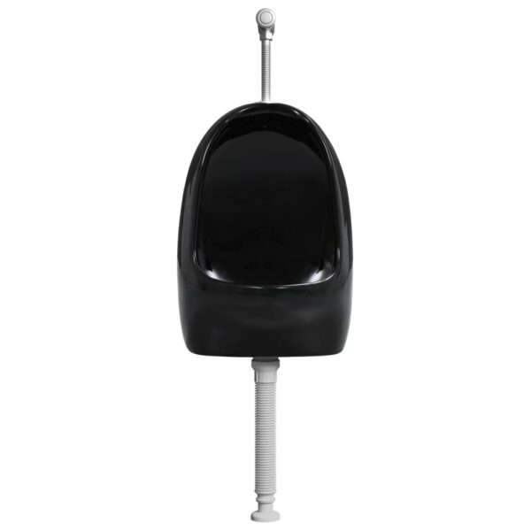 Wall-Mounted Black Ceramic Urinal: Sleek, Sophisticated, and Flush-Valve Equipped
