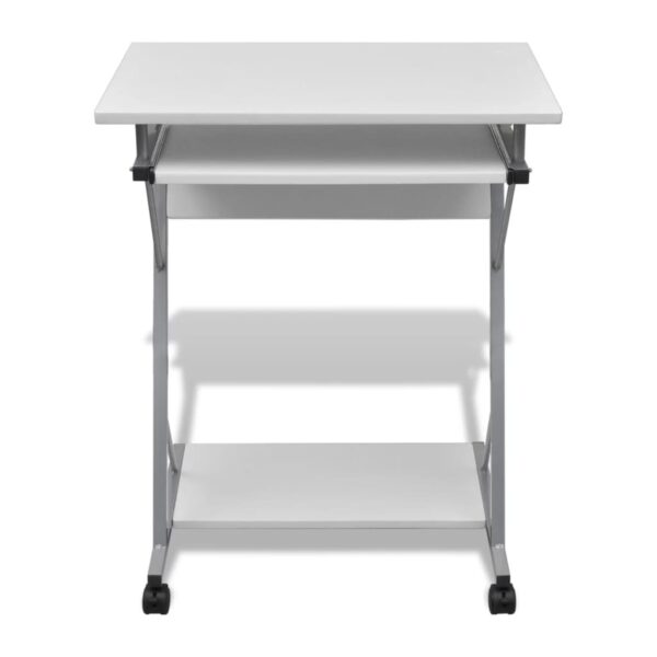 Compact Computer Desk with Pull-out Keyboard Tray White