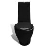 Stand Toilet  &  Bidet Set Black Ceramic
