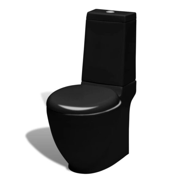 Stand Toilet  &  Bidet Set Black Ceramic