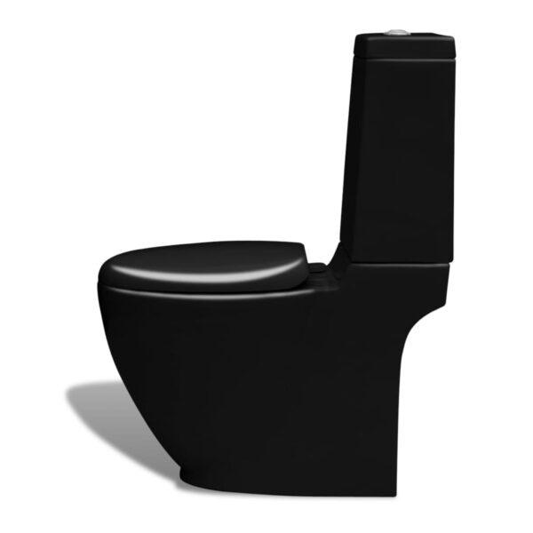 Stand Toilet  &  Bidet Set Black Ceramic