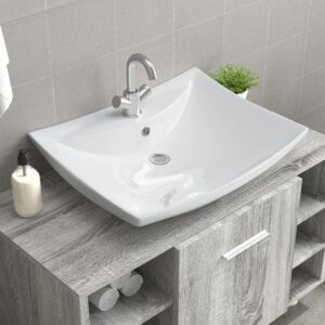 Luxury Ceramic Basin Rectangular with Overflow  &  Faucet Hole