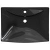 Black Luxury Ceramic Basin Rectangular with Overflow  &  Faucet Hole