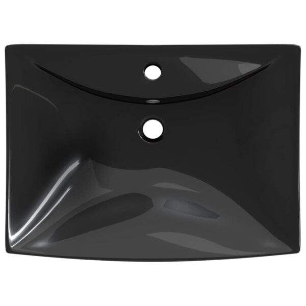 Black Luxury Ceramic Basin Rectangular with Overflow  &  Faucet Hole