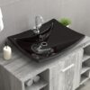 Black Luxury Ceramic Basin Rectangular with Overflow  &  Faucet Hole