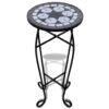 Mosaic Side Table Plant Table Black White
