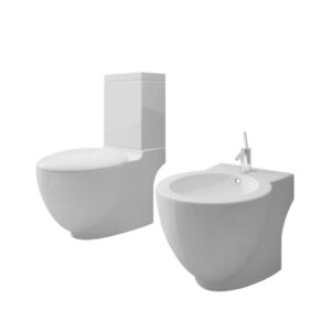 White Ceramic Toilet  &  Bidet Set