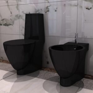 Black Ceramic Toilet  &  Bidet Set