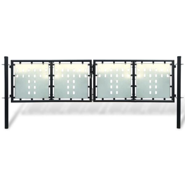 Black Double Door Fence Gate 300 x 125 cm