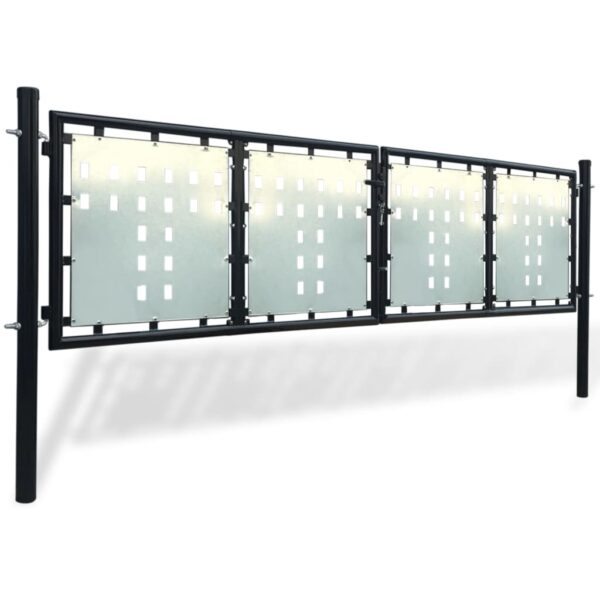 Black Double Door Fence Gate 300 x 125 cm