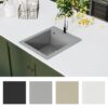 Overmount Kitchen Sink Single Basin Granite Grey