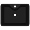 Ceramic Bathroom Sink Basin with Faucet Hole Black Square