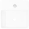 Ceramic Bathroom Sink Basin with Faucet Hole White Square
