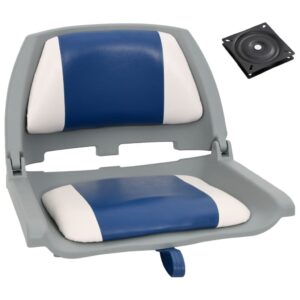 2 Piece Foldable Boat Seat Set with Blue-white Pillow