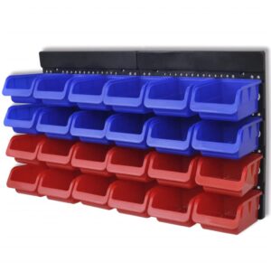 2 pcs Blue  &  Red Wall Mounted Garage Tool Organiser