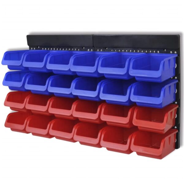 2 pcs Blue  &  Red Wall Mounted Garage Tool Organiser