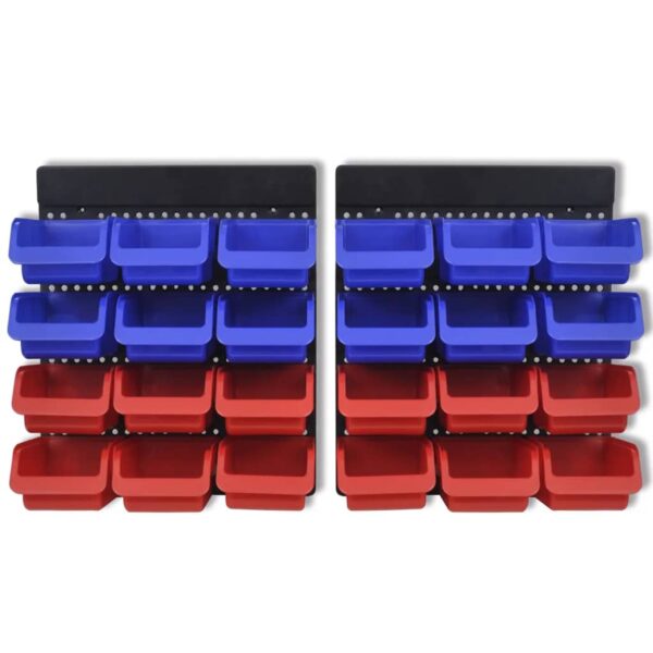 2 pcs Blue  &  Red Wall Mounted Garage Tool Organiser