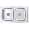 Kitchen Sink Double Basin with Strainer  &  Trap Stainless Steel