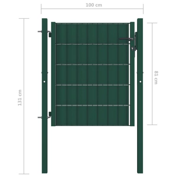 Fence Gate PVC and Steel 100x81 cm Green