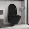 Wall Hung Rimless Toilet Ceramic Black
