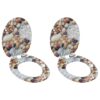 WC Toilet Seats 2 pcs with Soft Close Lids MDF Pebbles Design
