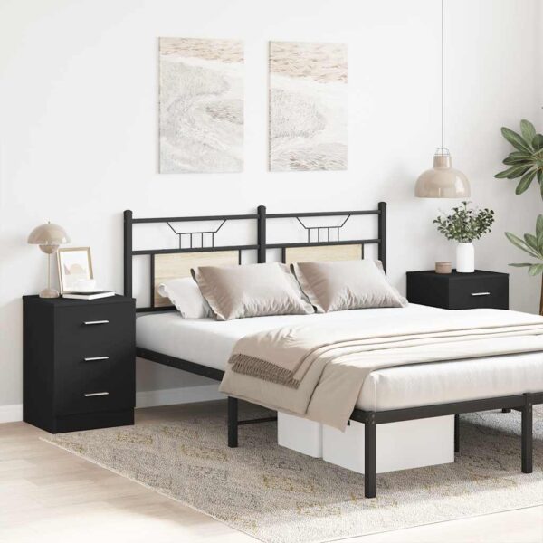 Bedside Cabinets 2 pcs Black 38x35x56 cm Engineered Wood