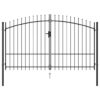 Fence Gate Double Door with Spike Top Steel 3x1.75 m Black