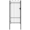 Fence Gate Single Door with Arched Top Steel 1x2 m Black