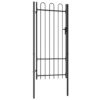 Fence Gate Single Door with Arched Top Steel 1x2 m Black