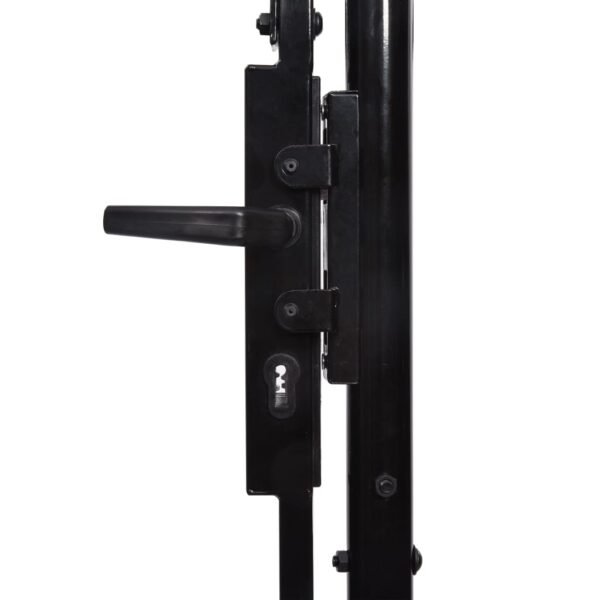 Fence Gate Single Door with Arched Top Steel 1x2 m Black