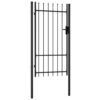 Fence Gate Single Door with Spike Top Steel 1x1.75 m Black