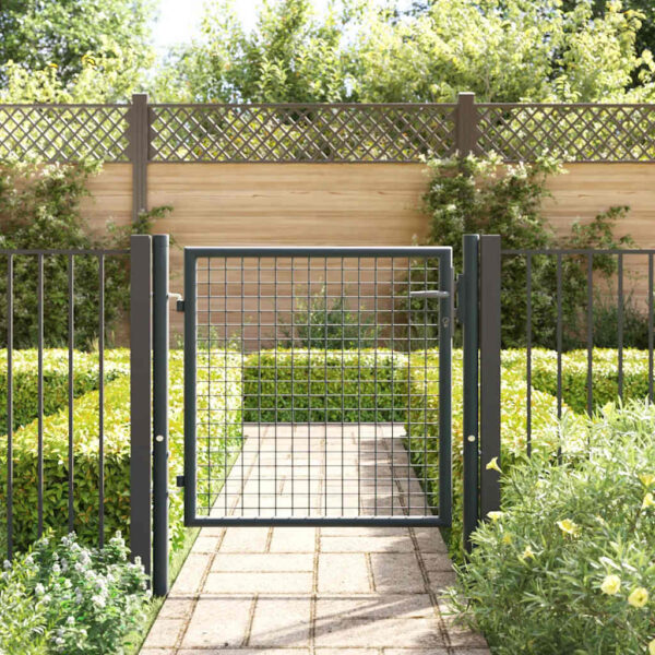 Mesh Garden Gate Galvanised Steel 100x125 cm Grey