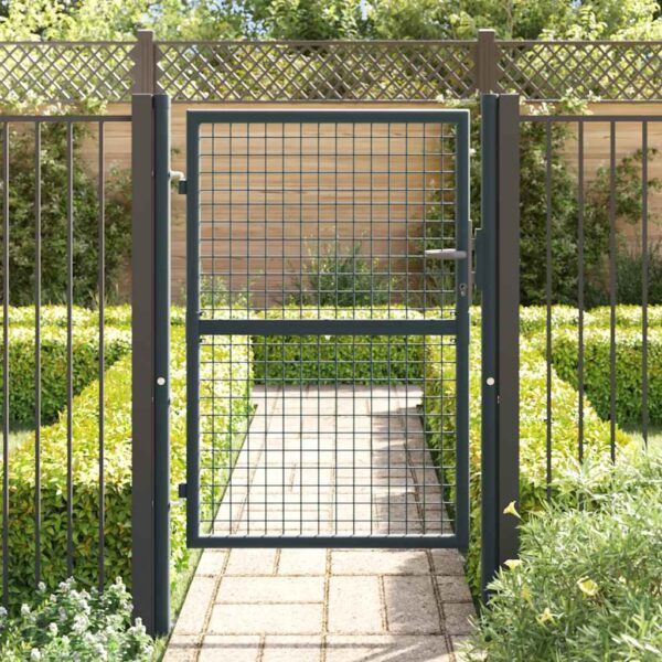 Mesh Garden Gate Galvanised Steel 100x175 cm Grey