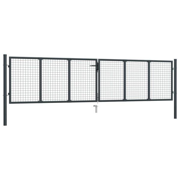 Mesh Garden Gate Galvanised Steel 400x150 cm Grey
