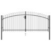 Fence Gate Double Door with Spike Top Steel 3x1.25 m Black
