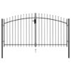 Fence Gate Double Door with Spike Top Steel 3x1.5 m Black