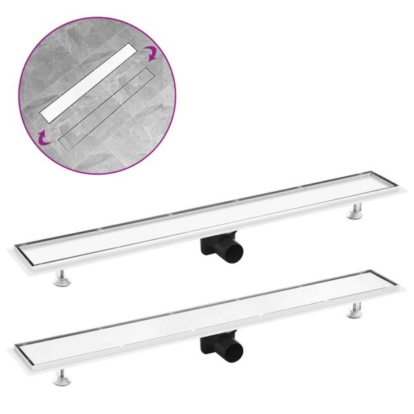 Shower Drain with 2-in-1 Cover 93x14 cm Stainless Steel