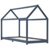 Kids Bed Frame Grey Solid Pine Wood 90x200 cm