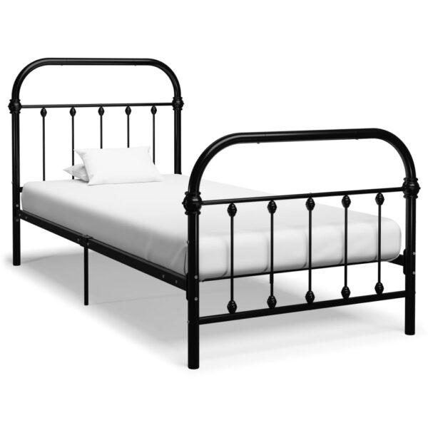 284498  Bed Frame without Mattress Black Metal 90x200 cm