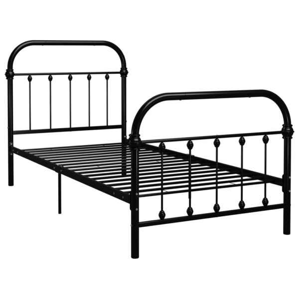 284498  Bed Frame without Mattress Black Metal 90x200 cm
