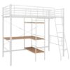 Bunk Bed with Table without Mattress White Metal 90x200 cm