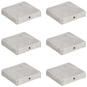Pyramid Fence Post Caps 6 pcs Galvanised Metal 91x91 mm